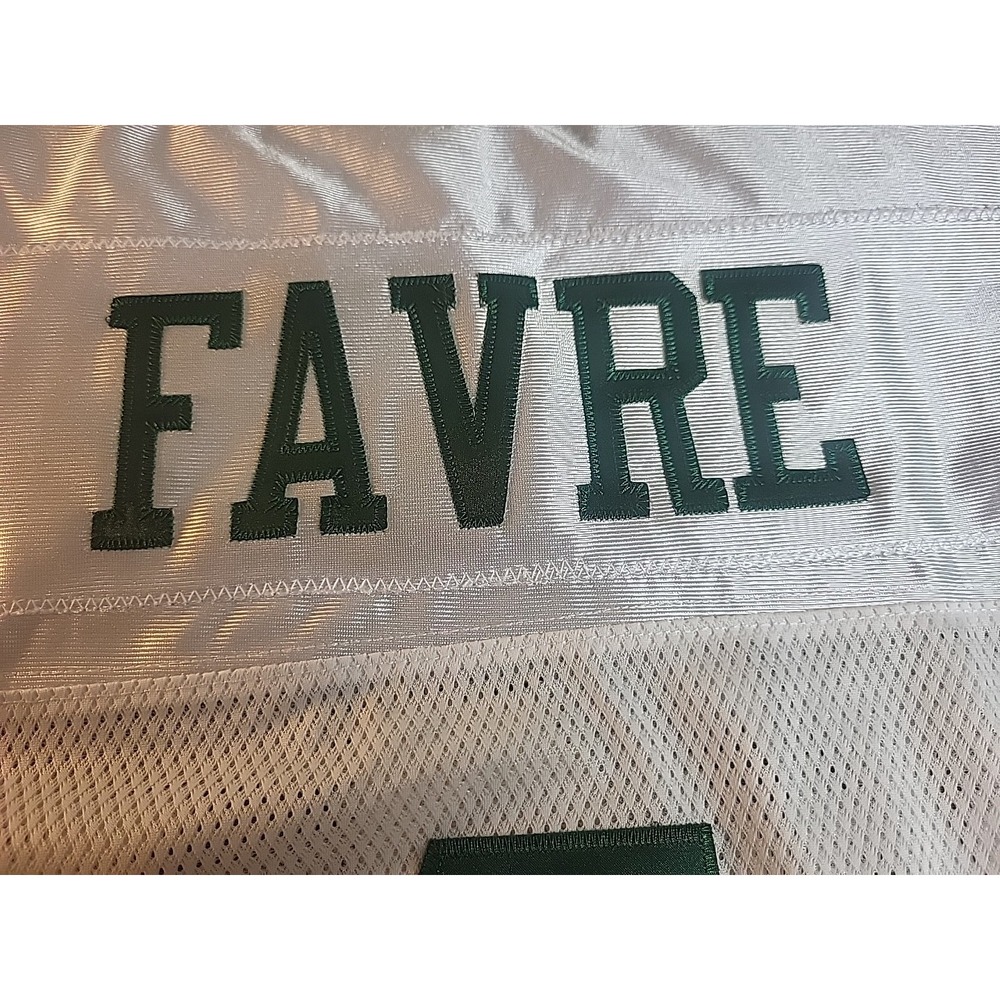 REEBOK NFL NY JETS BRETT FAVRE WHITE STITCHED SIZE 48 ON FIELD JERSEY Excl Cond